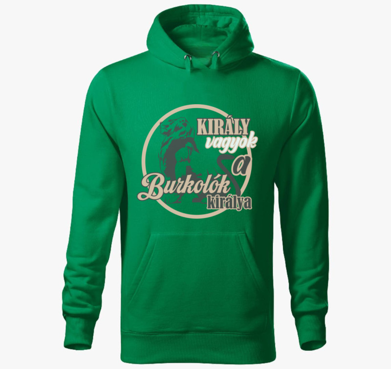 Király vagyok burkoló kapucnis pulóver — Fűzöld
