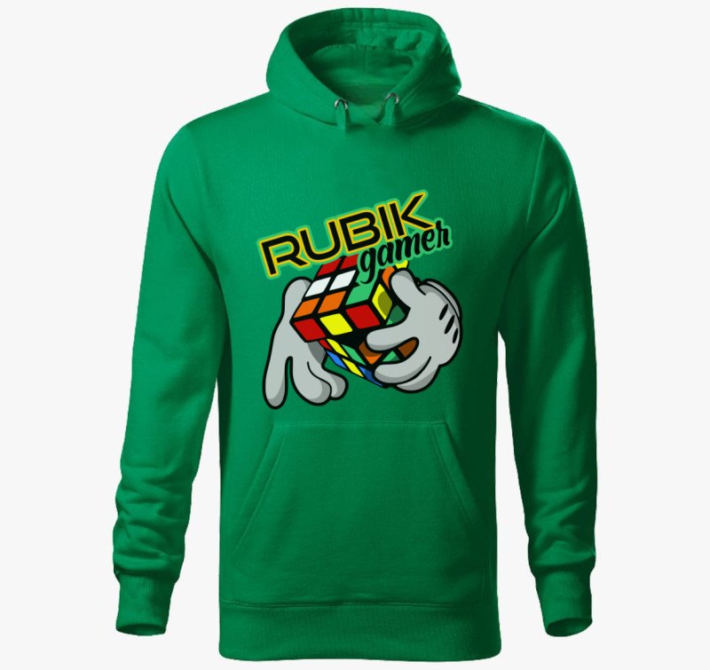 Comic rubik kapucnis pulóver — Fűzöld