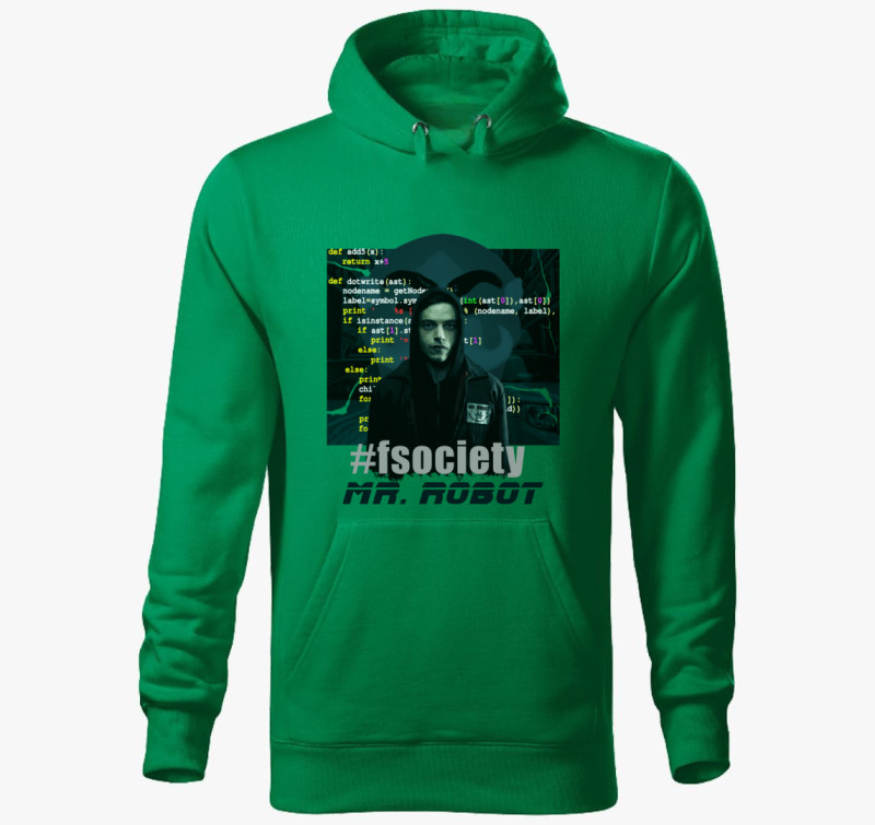 Mr. Robot kapucnis pulóver — Fűzöld