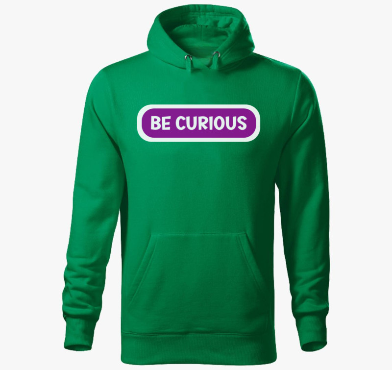 Be curious lila kapucnis pulóver — Fűzöld