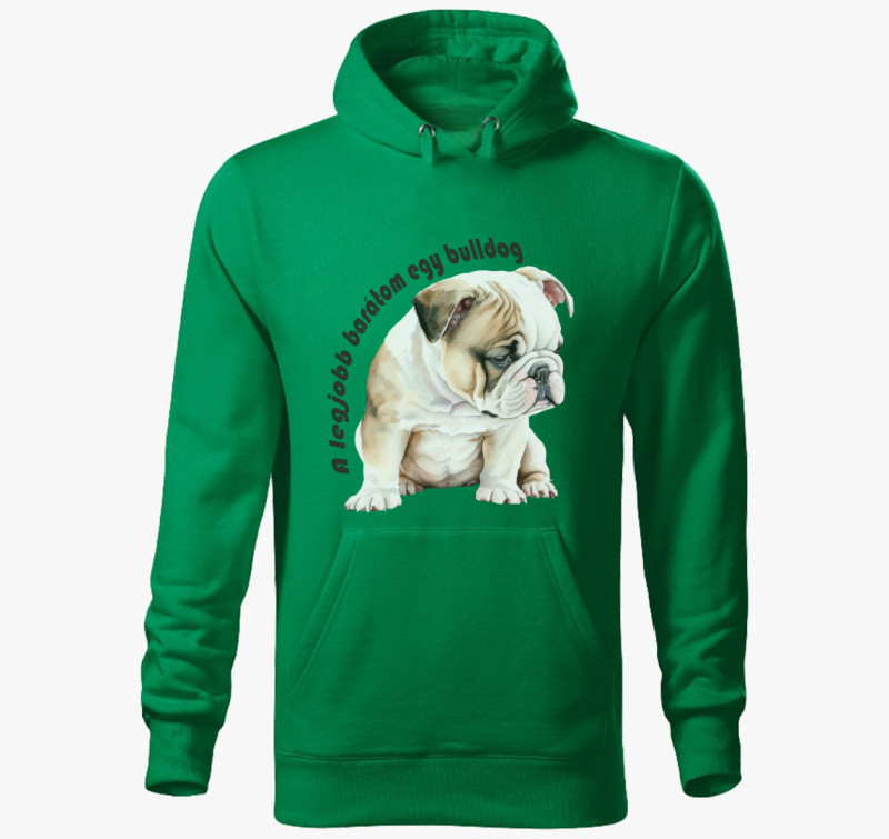 A legjobb barátom egy bulldog kapucnis pulóver — Fűzöld