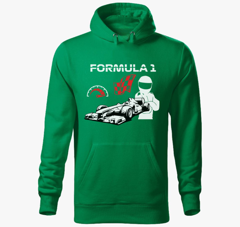 Formula 1 verseny kapucnis pulóver — Fűzöld