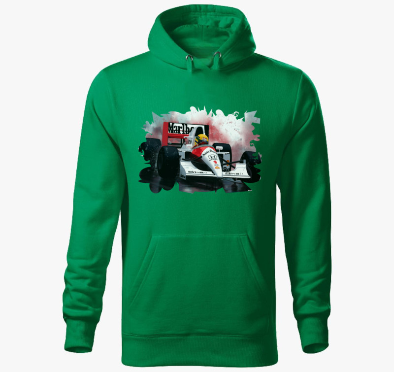 Ayrton Senna kapucnis pulóver — Fűzöld