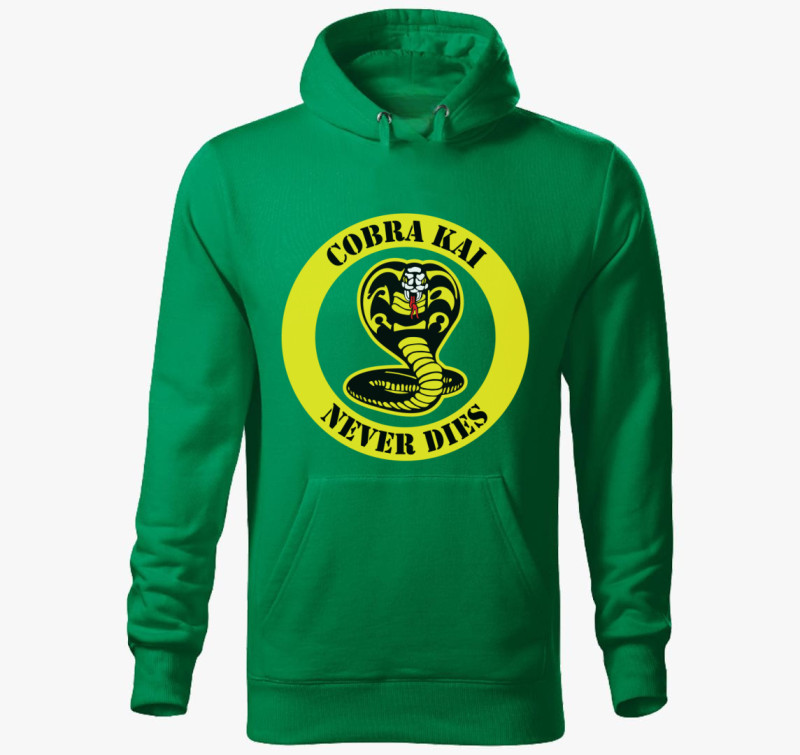 Cobra Kai never dies kapucnis pulóver — Fűzöld