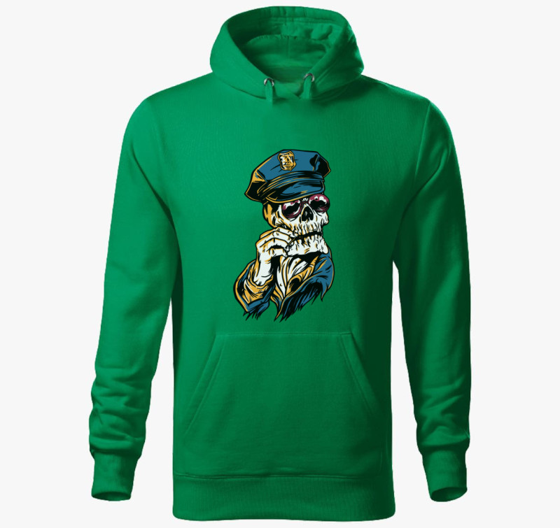 Skeleton Officer kapucnis pulóver — Fűzöld