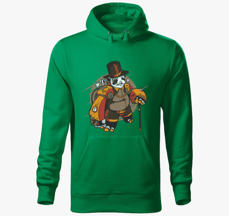 Steampunk Panda kapucnis pulóver — Fűzöld