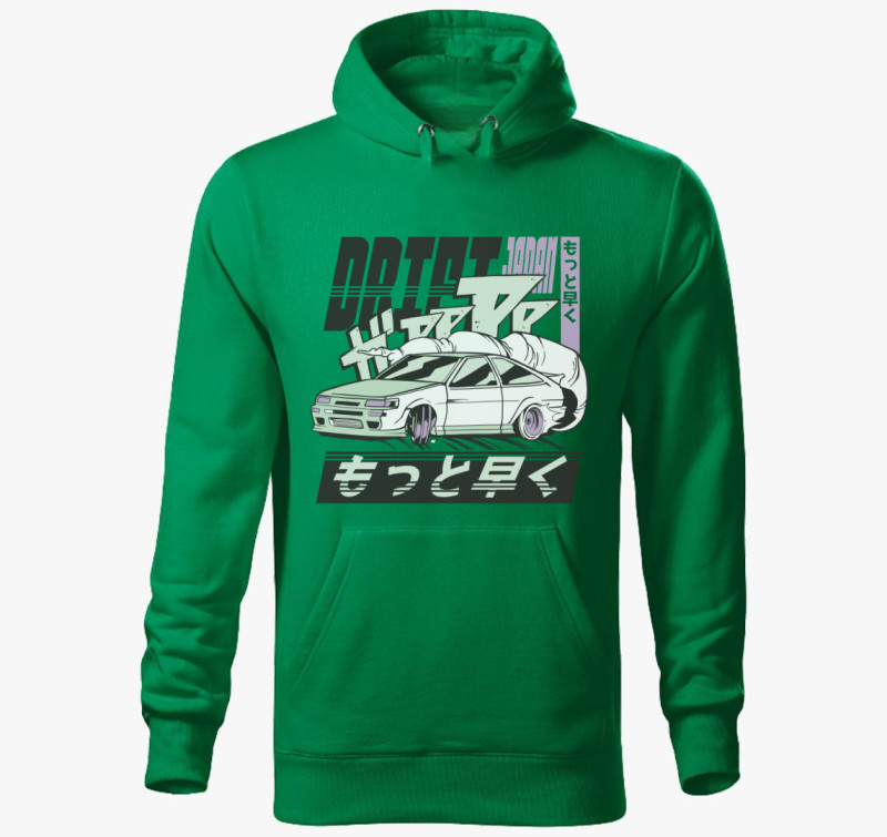 Drift kapucnis pulóver — Fűzöld