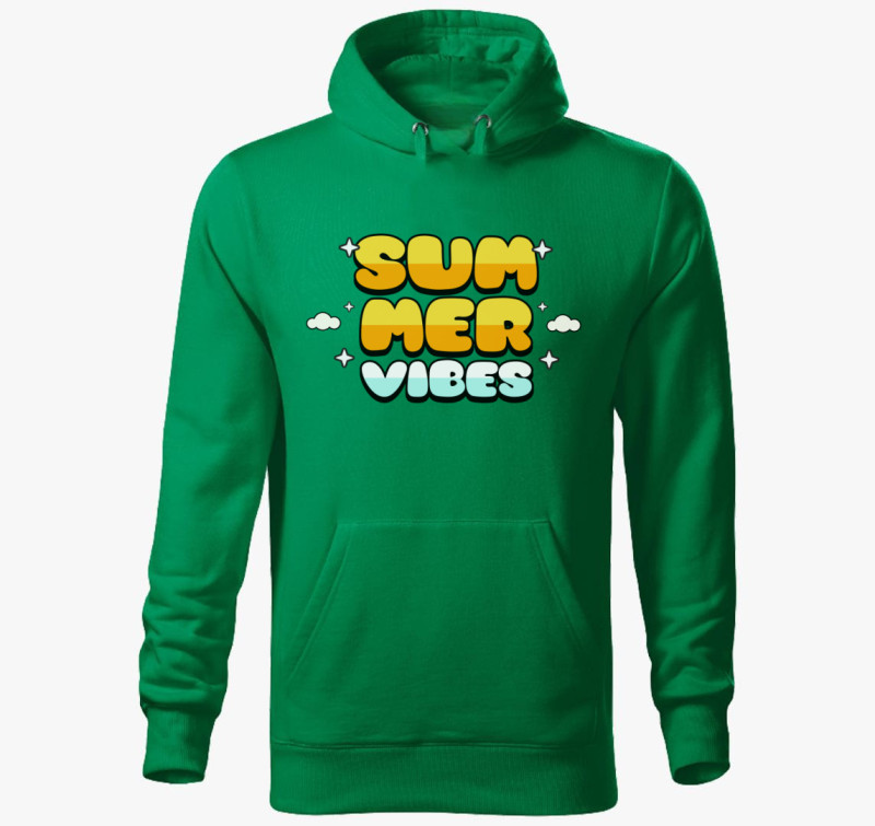 Summer vibes kapucnis pulóver — Fűzöld