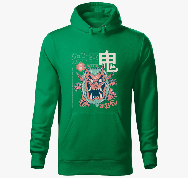 Red Demon kapucnis pulóver — Fűzöld