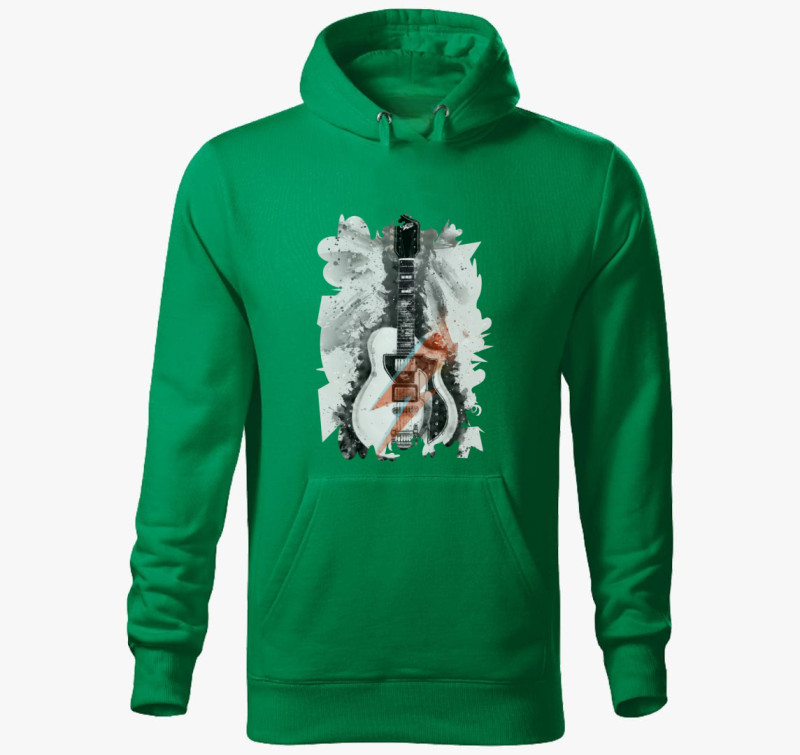 David Bowie gitár kapucnis pulóver — Fűzöld