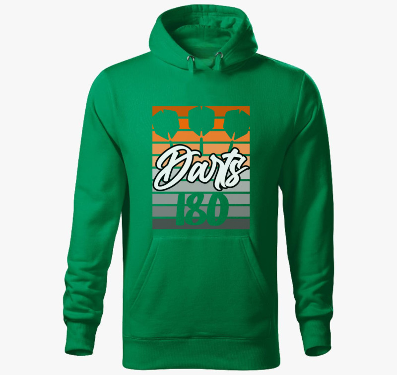 Dartsos design kapucnis pulóver — Fűzöld