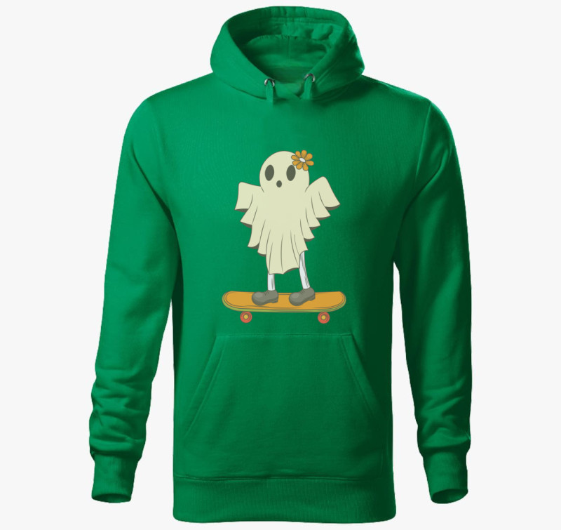 Deszkás halloween kapucnis pulóver — Fűzöld