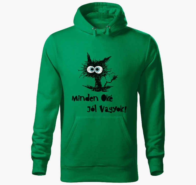 Oké cat kapucnis pulóver — Fűzöld
