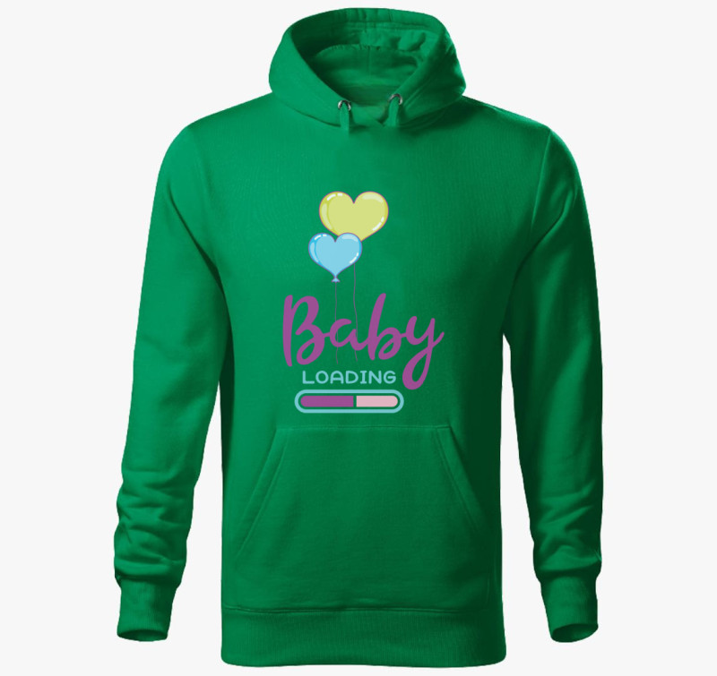 Baby loading lila kapucnis pulóver — Fűzöld