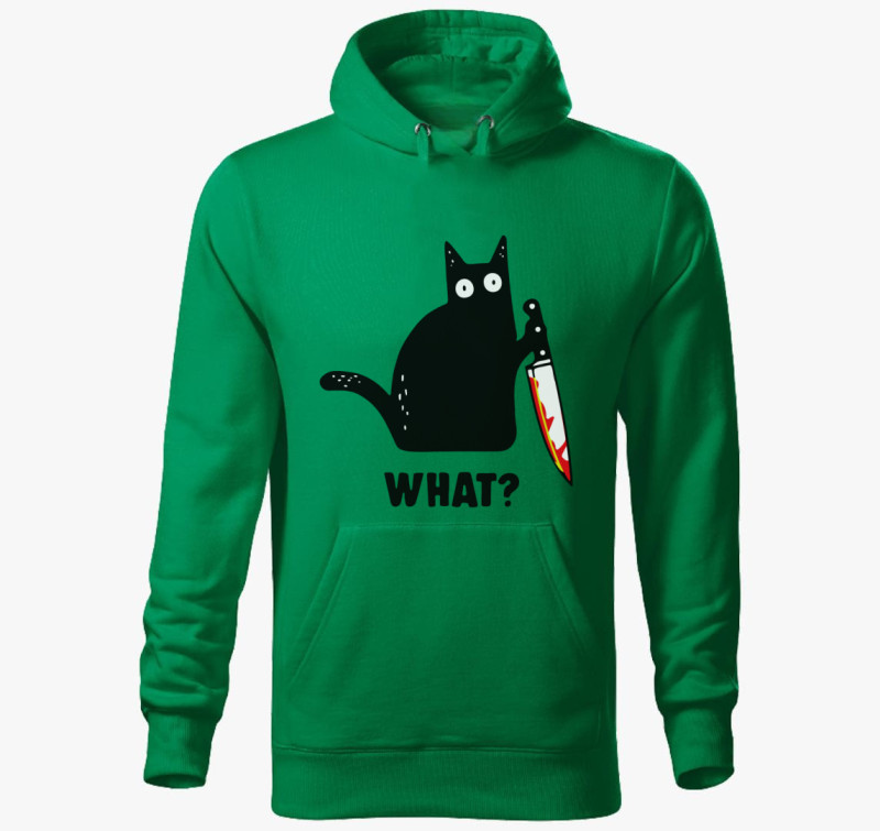 Cat knife kapucnis pulóver — Fűzöld