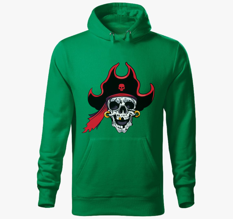 Pirate skull 7 kapucnis pulóver — Fűzöld