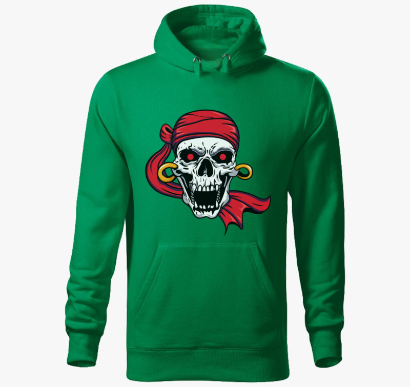 Pirate skull 8 kapucnis pulóver — Fűzöld