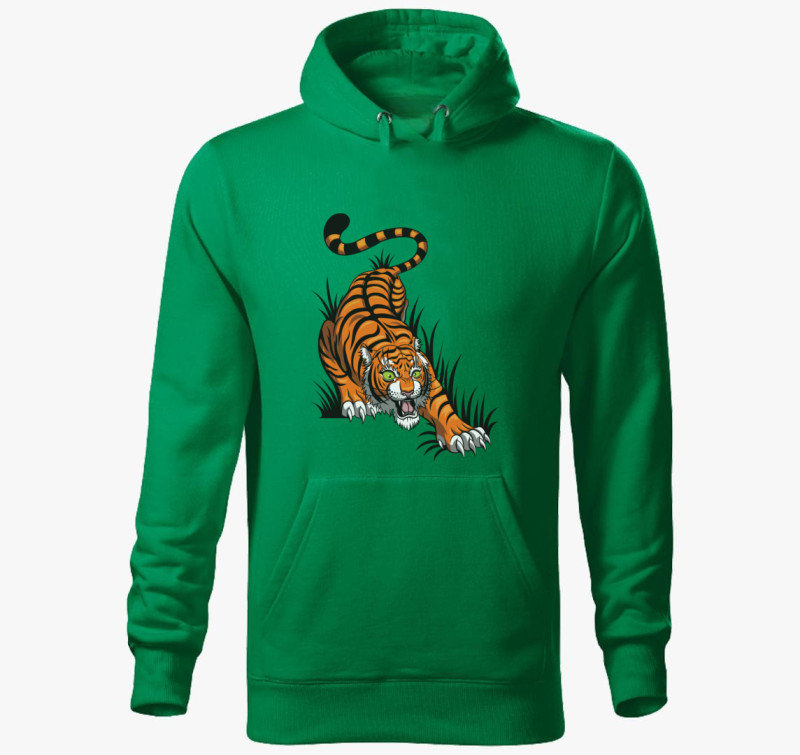 Tiger kapucnis pulóver — Fűzöld