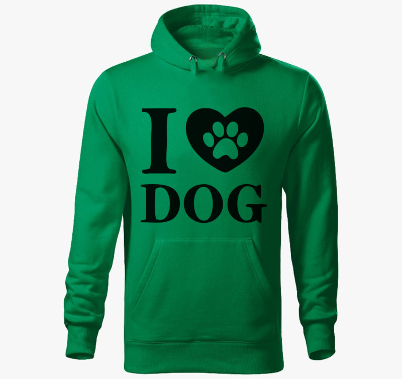 I love dog kapucnis pulóver — Fűzöld