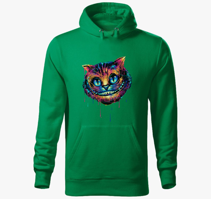 Colorful cat face kapucnis pulóver — Fűzöld