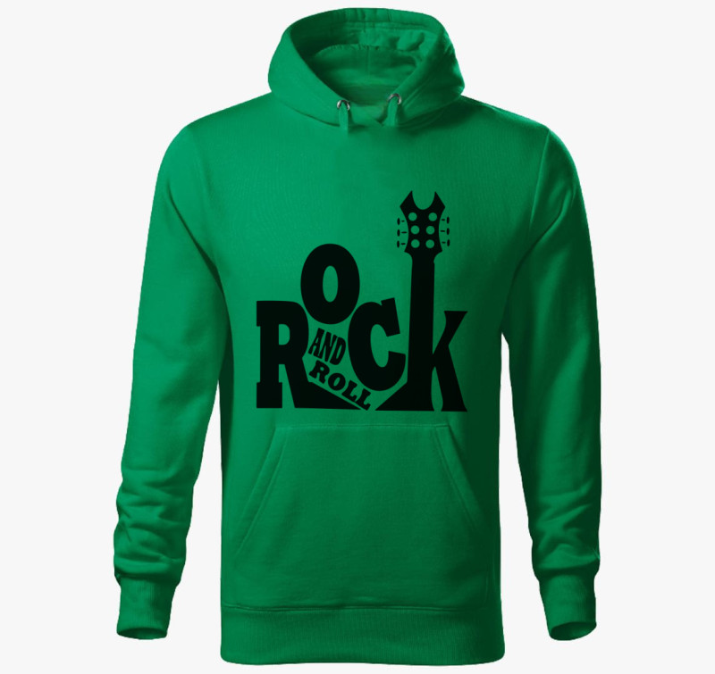 Rock and roll feliratú kapucnis pulóver — Fűzöld