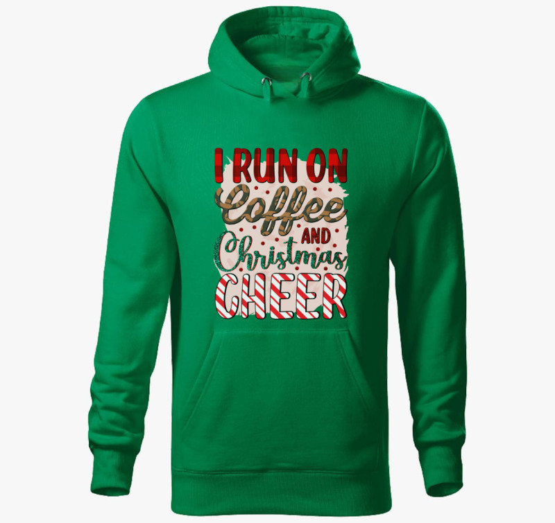 Xmas coffee kapucnis pulóver — Fűzöld