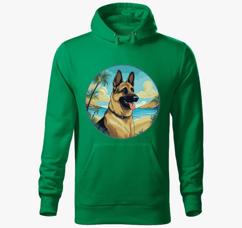 German Sheperd kapucnis pulóver — Fűzöld