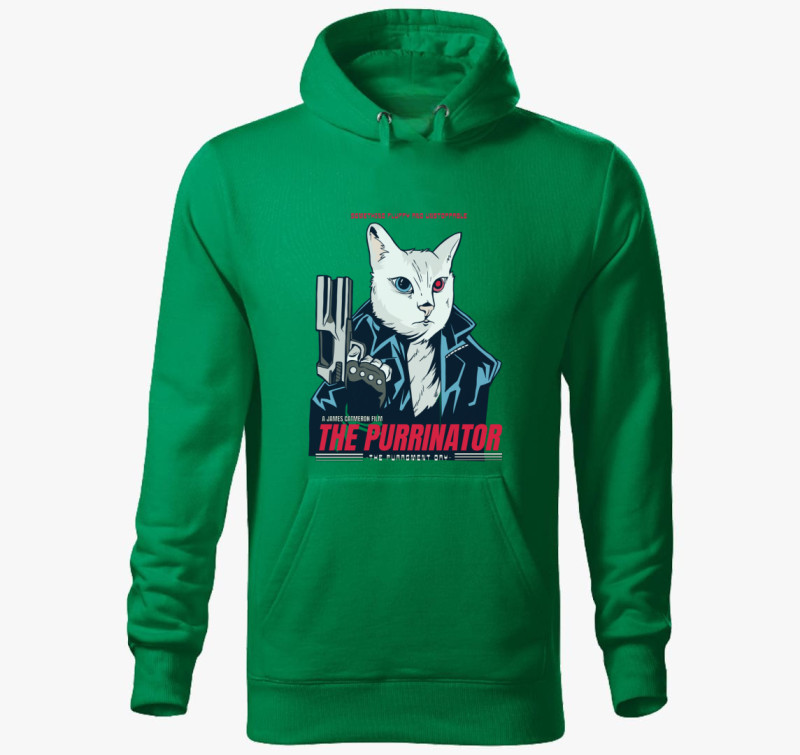 The Purrmimator kapucnis pulóver — Fűzöld