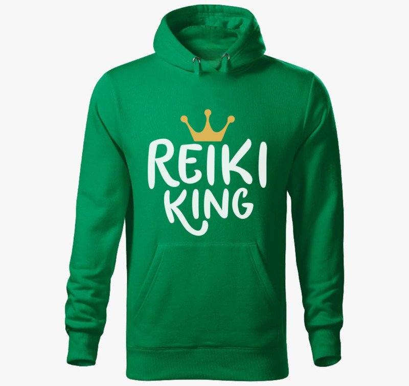 Reiki king fehér kapucnis pulóver — Fűzöld
