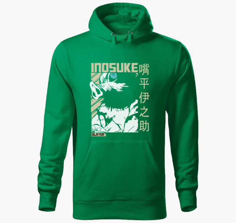 Demon Slayer - Inosuke kapucnis pulóver — Fűzöld
