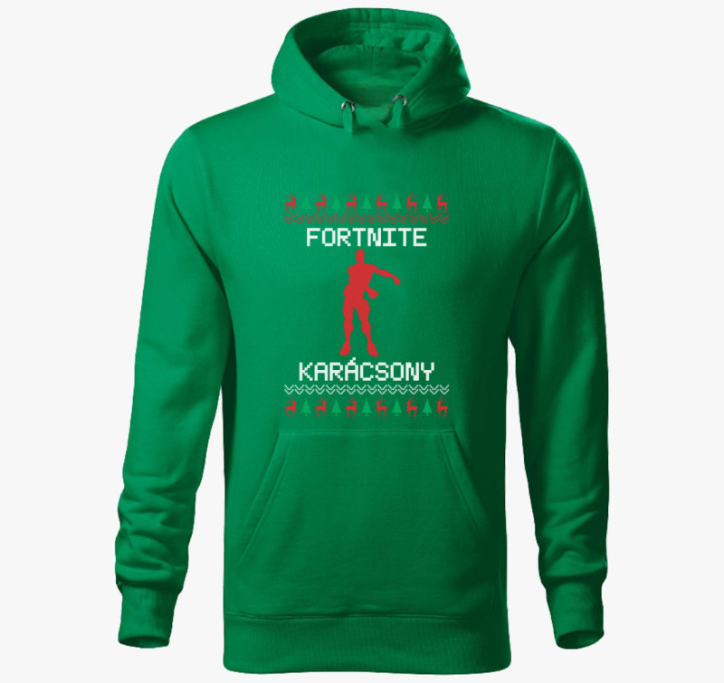 Fortnite karácsony kapucnis pulóver — Fűzöld