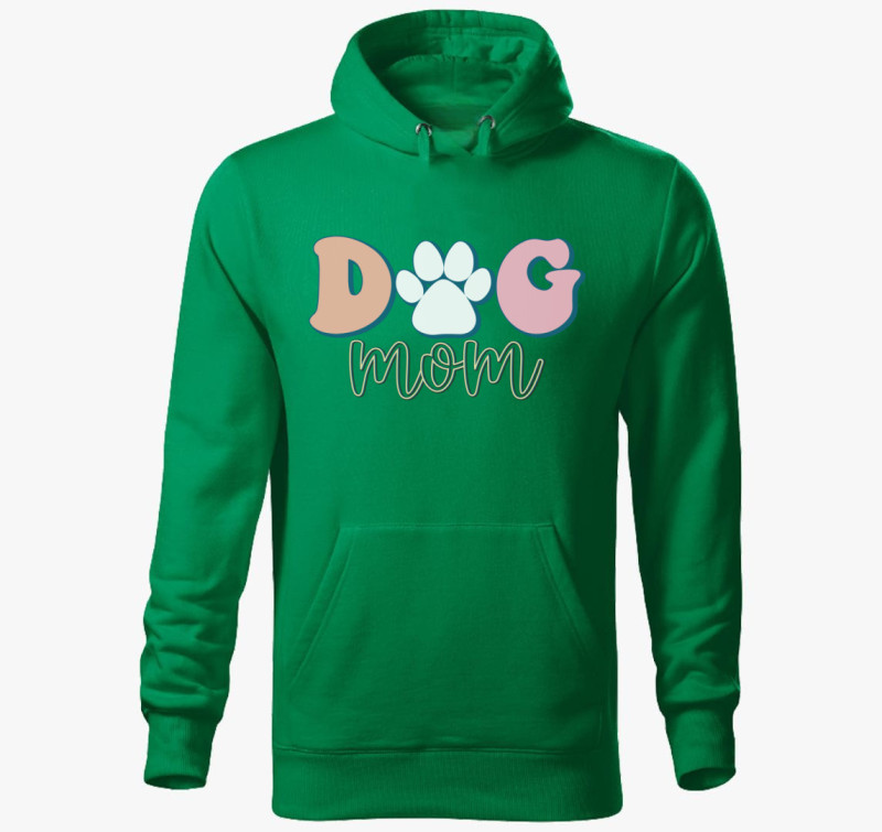 Dog Mom pasztell kapucnis pulóver — Fűzöld