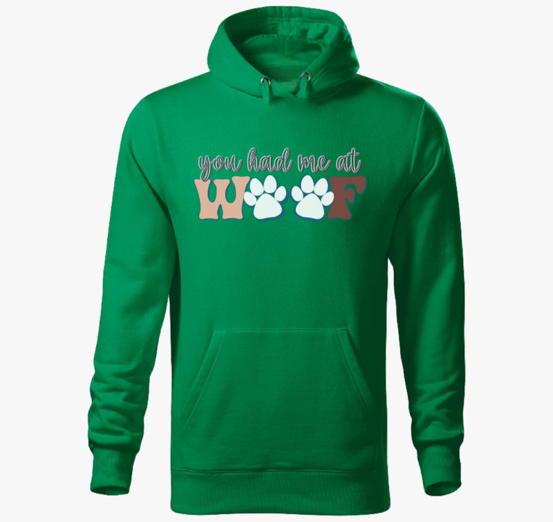 Woof kapucnis pulóver — Fűzöld