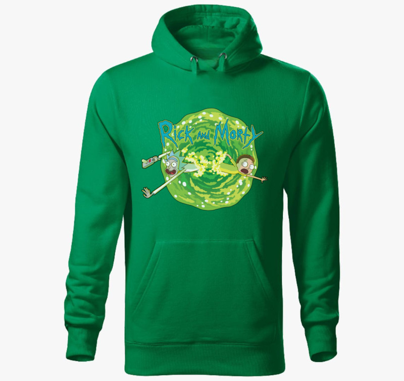 Rick és Morty portál kapucnis pulóver — Fűzöld