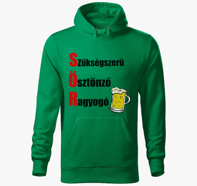 Kredit kapitány sörös kapucnis pulóverja — Fűzöld