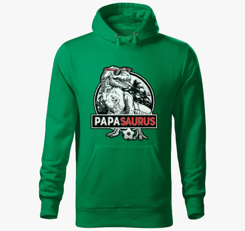 Papa saurus kapucnis pulóver — Fűzöld