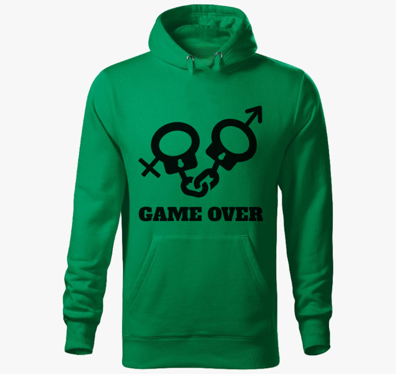 Game Over 3 kapucnis pulóver (női/férfi változatban!) — Fűzöld