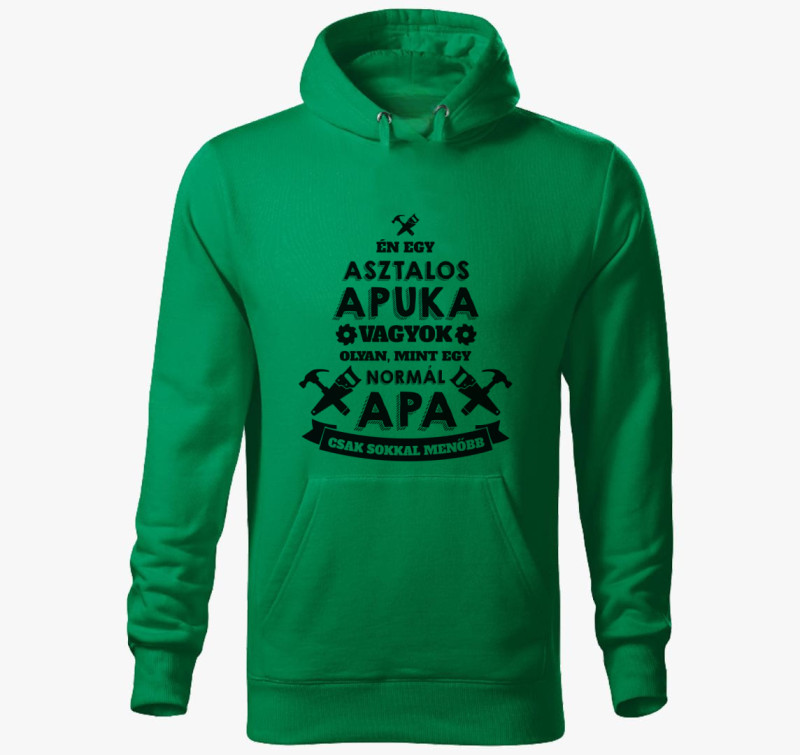 Asztalos apuka kapucnis pulóver — Fűzöld