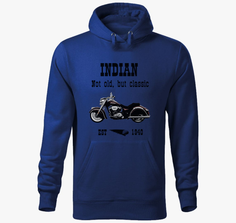 Klasszikus Indián Motor kapucnis pulóver — Királykék