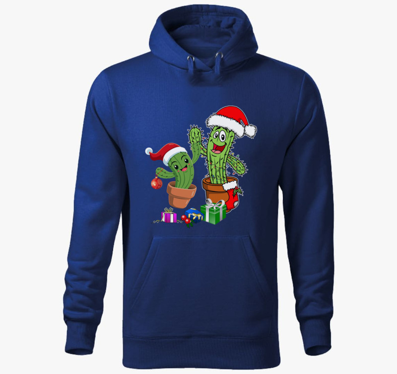 Kaktusz karácsony kapucnis pulóver — Királykék