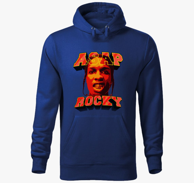 ASAP Rocky portré kapucnis pulóver — Királykék