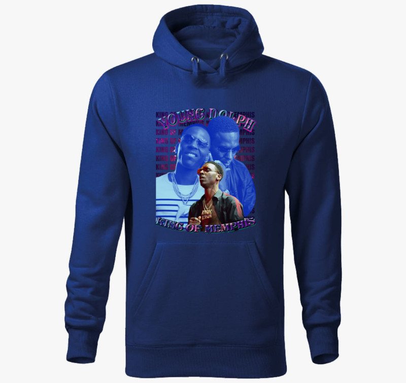 Young Dolph King kapucnis pulóver — Királykék