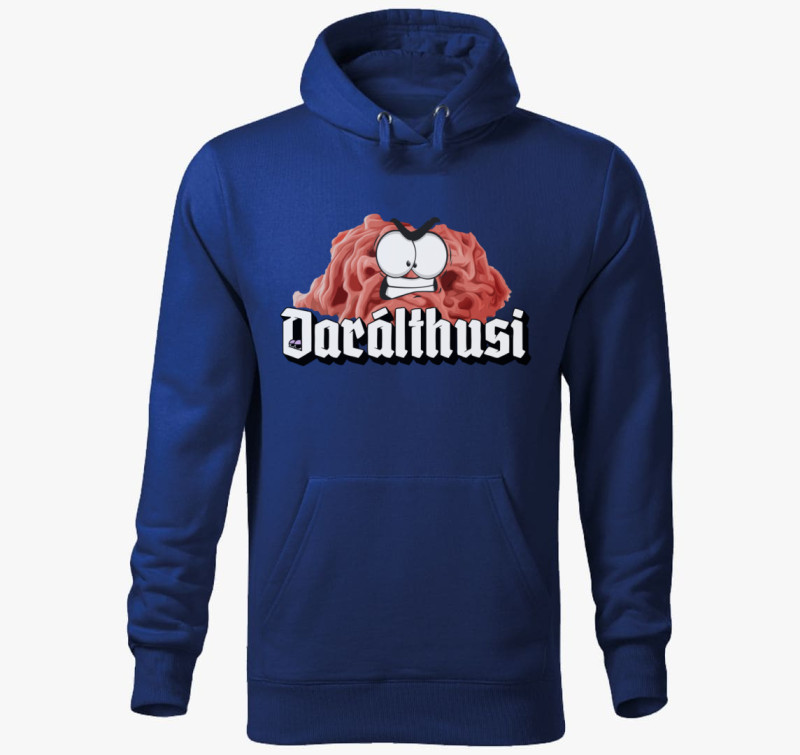 Darálthusi kapucnis pulóver — Királykék