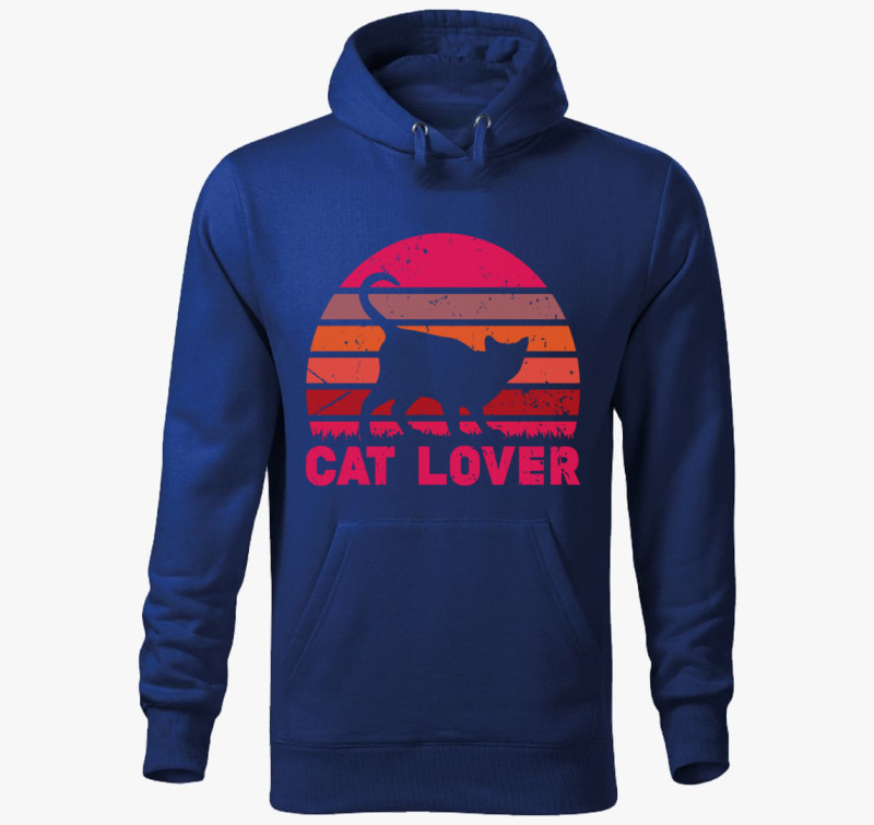 Cat lover kapucnis pulóver — Királykék