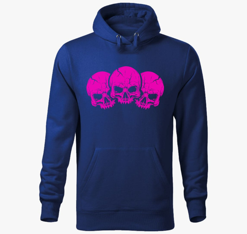 3 pink skulls kapucnis pulóver — Királykék