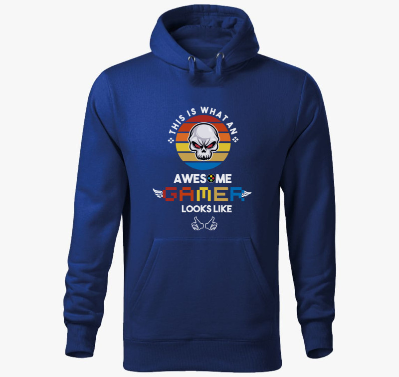 Awesome Gamer kapucnis pulóver — Királykék