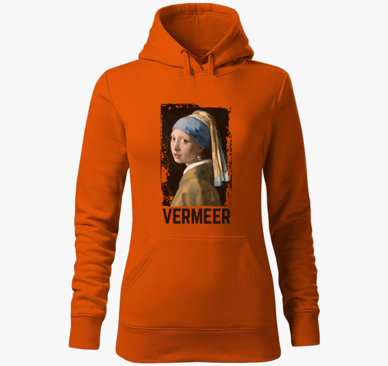 Vermeer Lány gyöngy fülbevalóval kapucnis pulóver — Narancssárga
