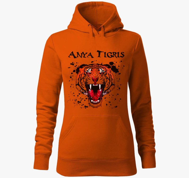 Anya tigris kapucnis pulóver — Narancssárga