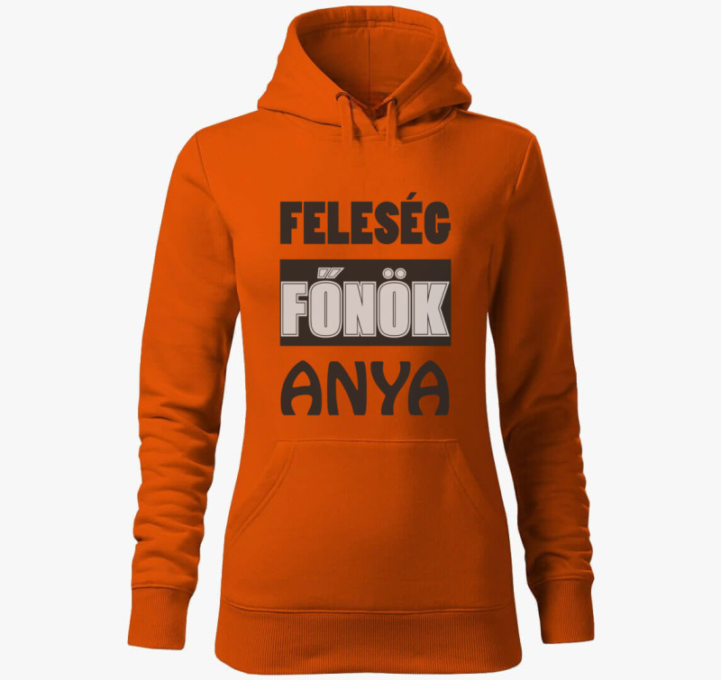 Feleség főnök anya kapucnis pulóver — Narancssárga