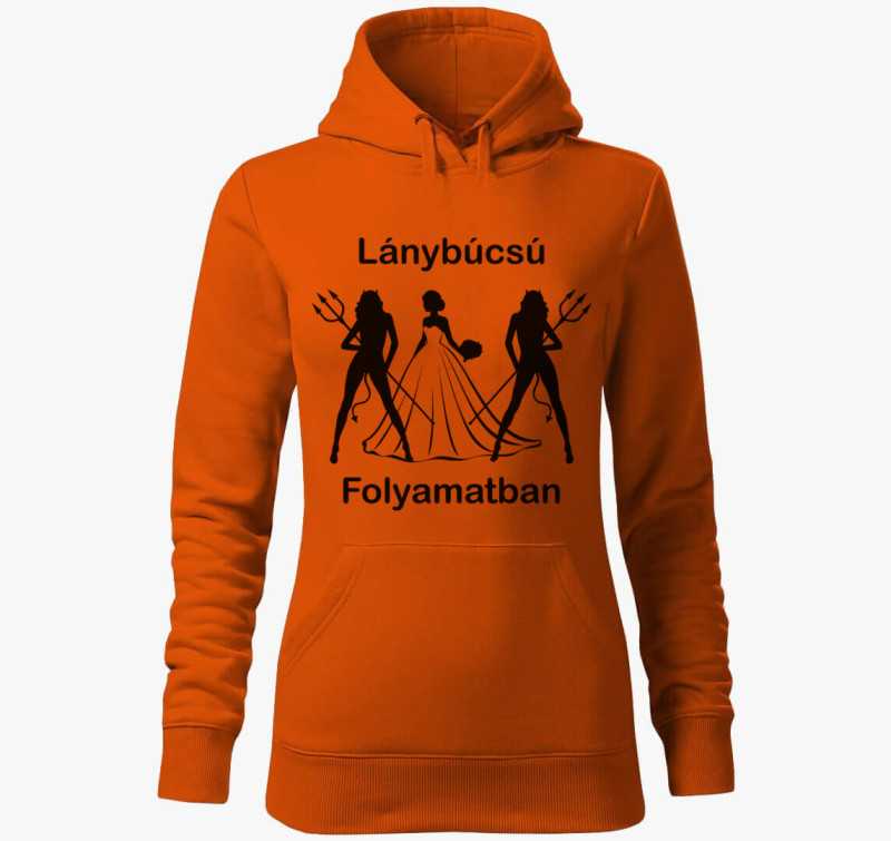 Lánybúcsú folyamatban menyasszony ördög póló — Narancssárga